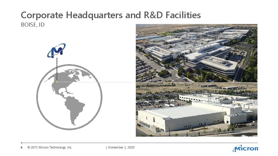 Corporate Headquarters and R&D Facilities BOISE, ID 6 © 2015 Micron Technology, Inc. |