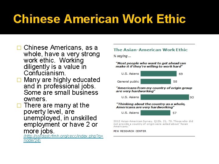 Chinese American Work Ethic Chinese Americans, as a whole, have a very strong work