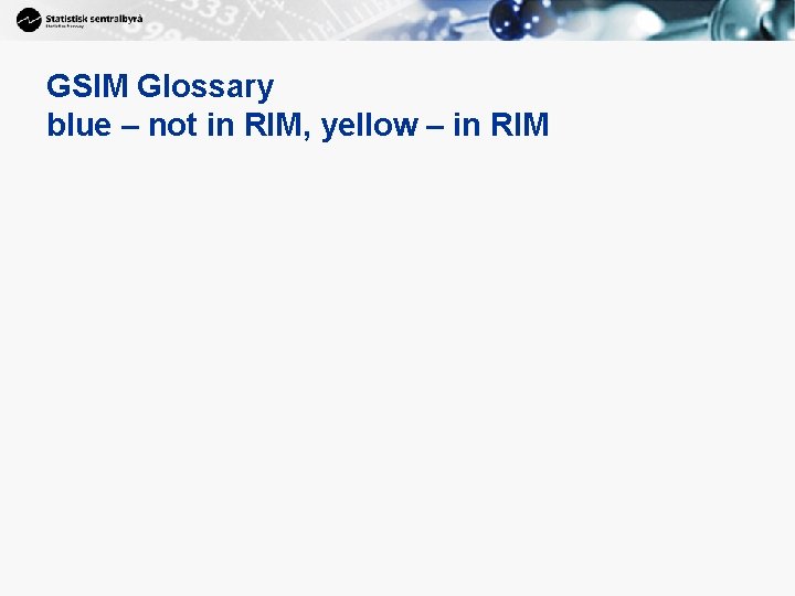 GSIM Glossary blue – not in RIM, yellow – in RIM 