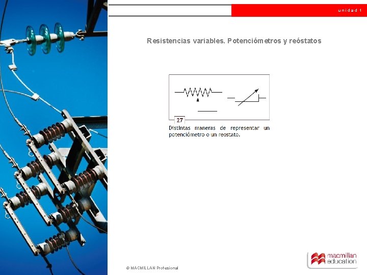 unidad 1 Resistencias variables. Potenciómetros y reóstatos © MACMILLAN Profesional 