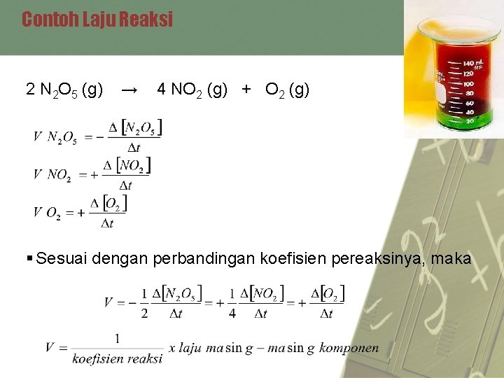 Contoh Laju Reaksi 2 N 2 O 5 (g) → 4 NO 2 (g)