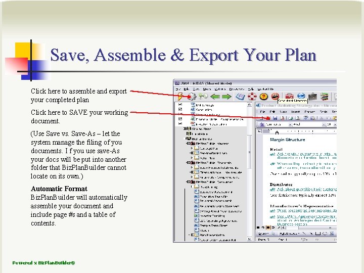 Save, Assemble & Export Your Plan Click here to assemble and export your completed