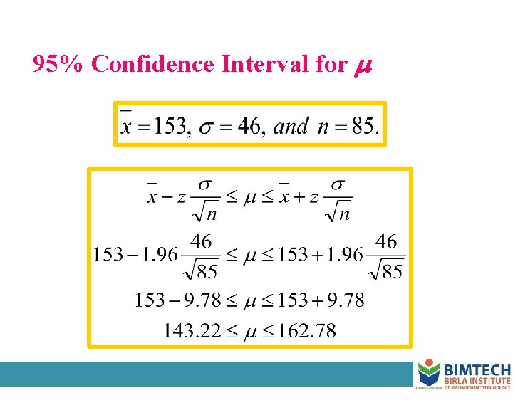 95% Confidence Interval for 