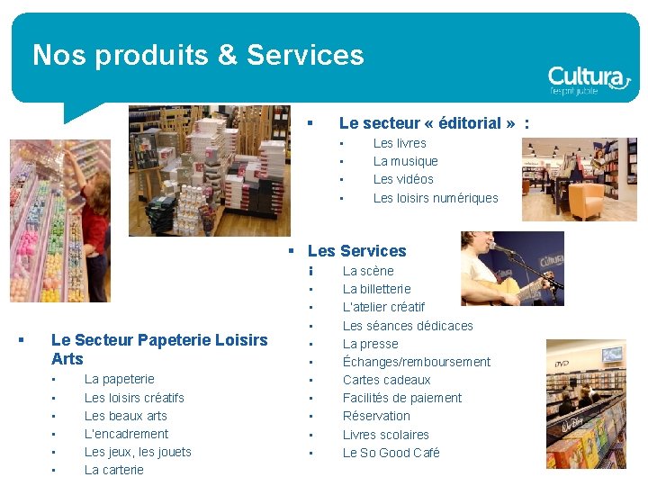 Nos produits & Services § Le secteur « éditorial » : • • Les