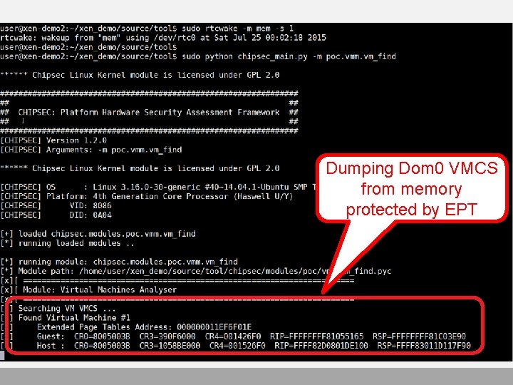 Dumping Dom 0 VMCS from memory protected by EPT 