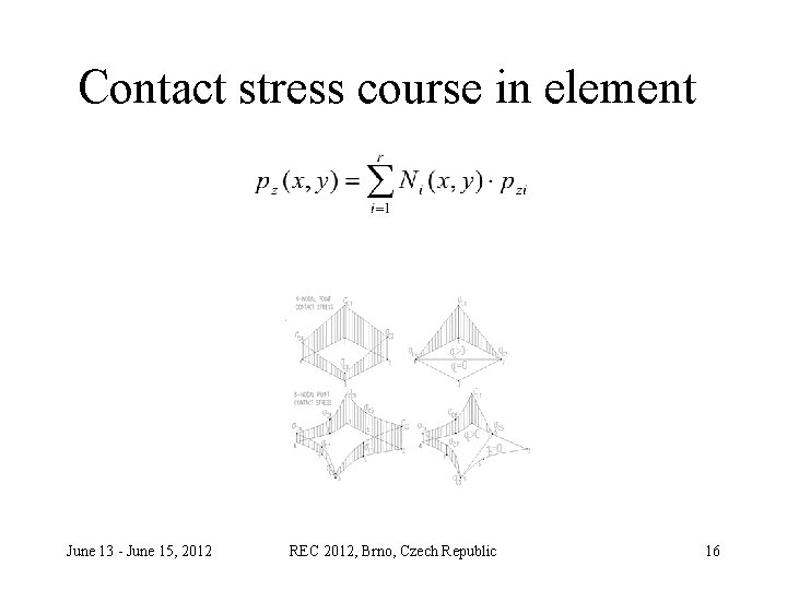 Contact stress course in element June 13 - June 15, 2012 REC 2012, Brno,