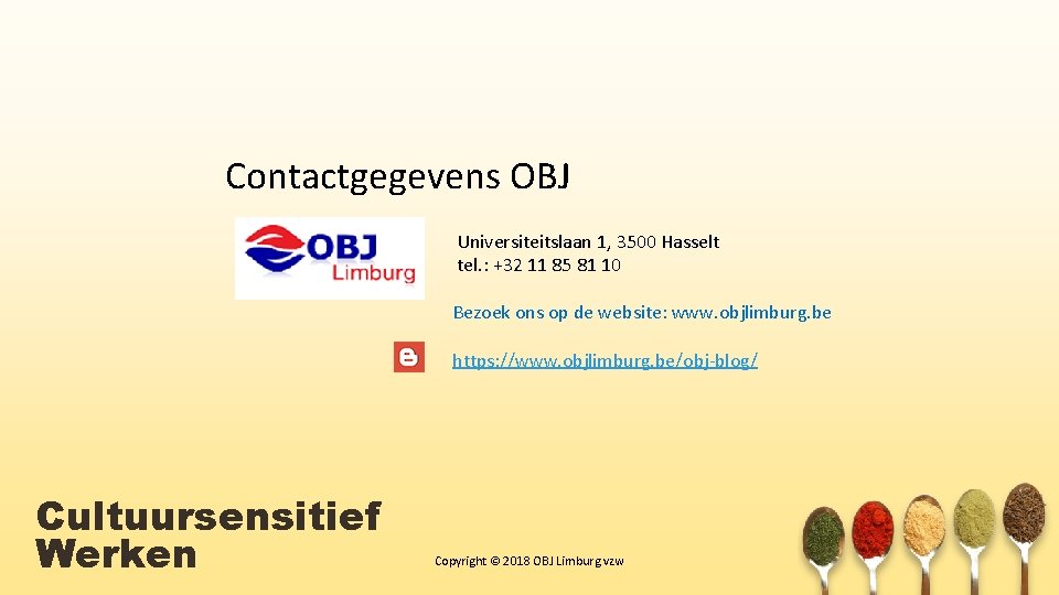 Contactgegevens OBJ Universiteitslaan 1, 3500 Hasselt tel. : +32 11 85 81 10 Bezoek