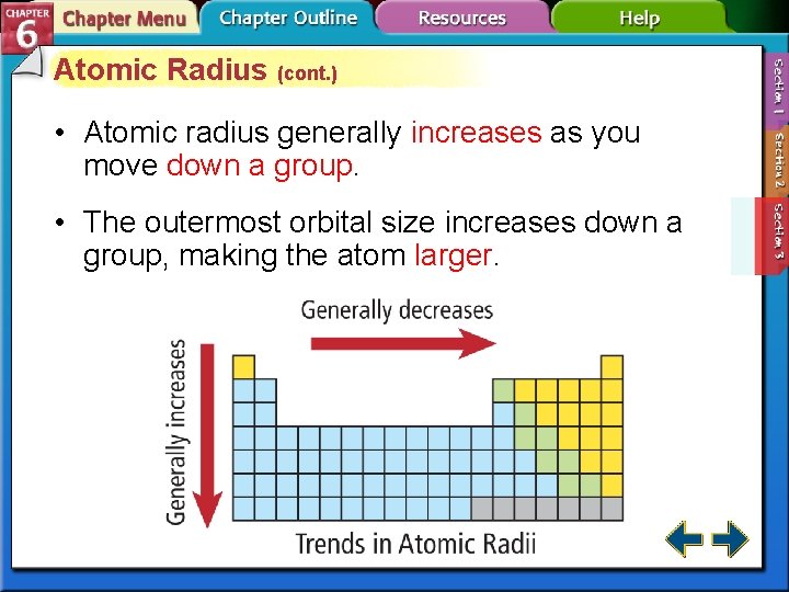 Atomic Radius (cont. ) • Atomic radius generally increases as you move down a