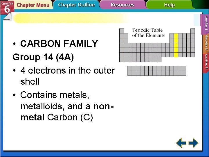  • CARBON FAMILY Group 14 (4 A) • 4 electrons in the outer