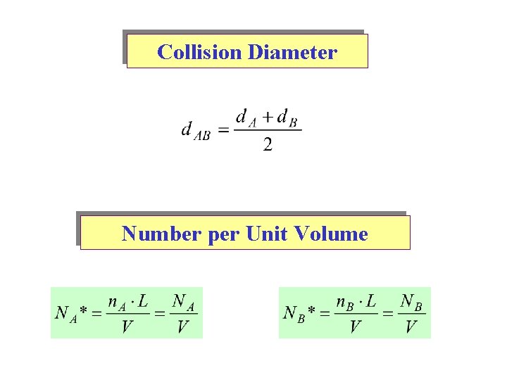 Collision Diameter Number per Unit Volume 