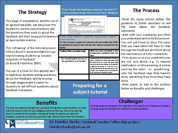 “Now I’ve got the feedback, what do I do with it? ” Helping students