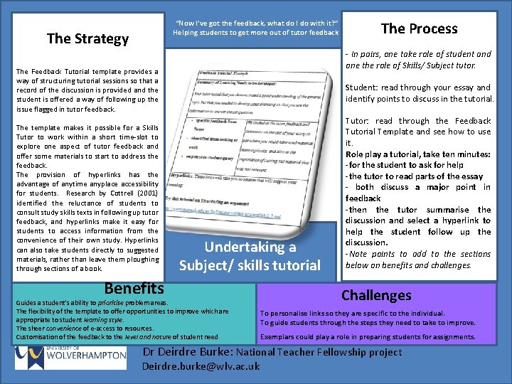 “Now I’ve got the feedback, what do I do with it? ” Helping students