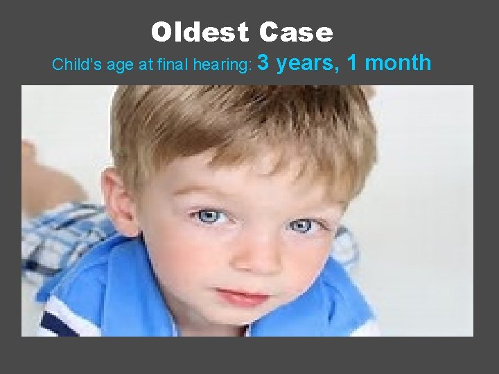 Oldest Case Child’s age at final hearing: 3 years, 1 month 