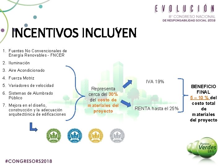 INCENTIVOS INCLUYEN 1. Fuentes No Convencionales de Energía Renovables - FNCER 2. Iluminación 3.