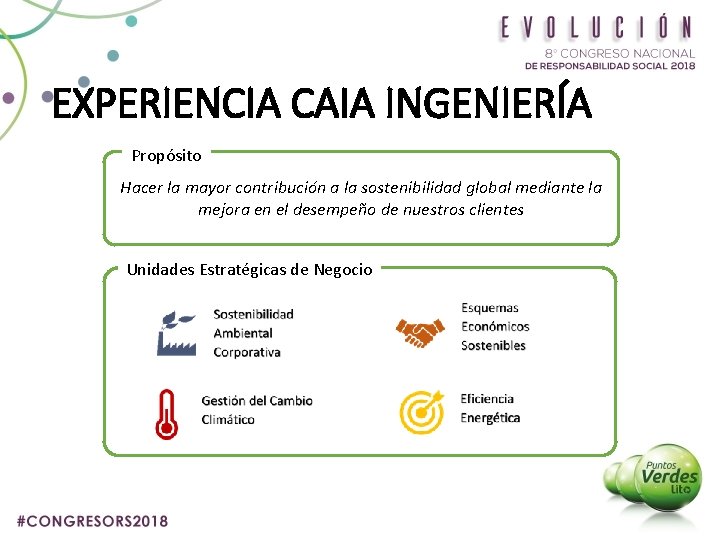 EXPERIENCIA CAIA INGENIERÍA Propósito Hacer la mayor contribución a la sostenibilidad global mediante la