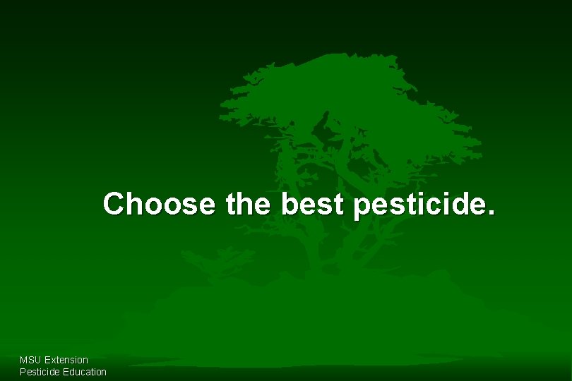 Choose the best pesticide. MSU Extension Pesticide Education 