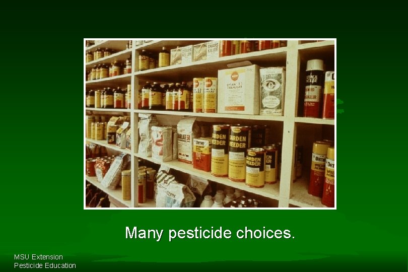 Many pesticide choices. MSU Extension Pesticide Education 