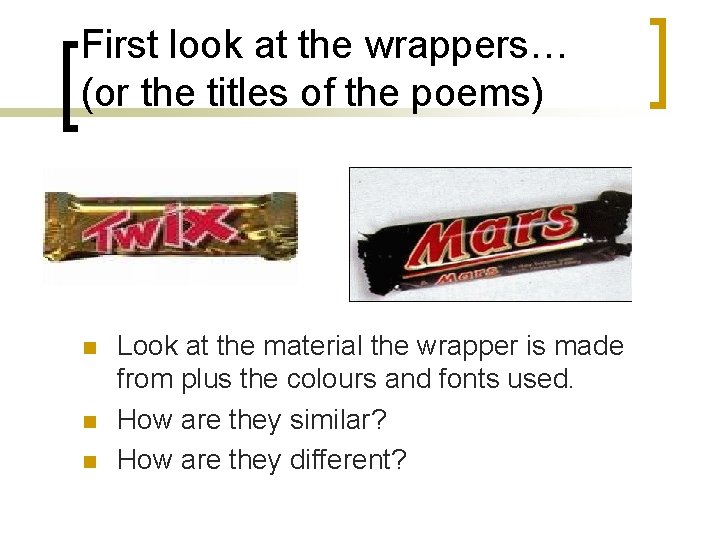 First look at the wrappers… (or the titles of the poems) n n n