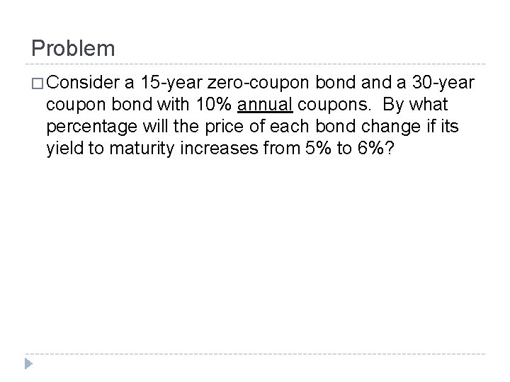 Problem � Consider a 15 -year zero-coupon bond a 30 -year coupon bond with