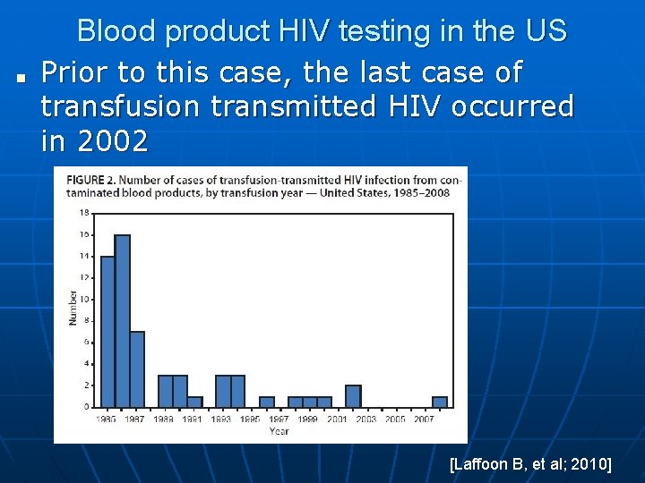 Blood product HIV testing in the US ■ Prior to this case, the last