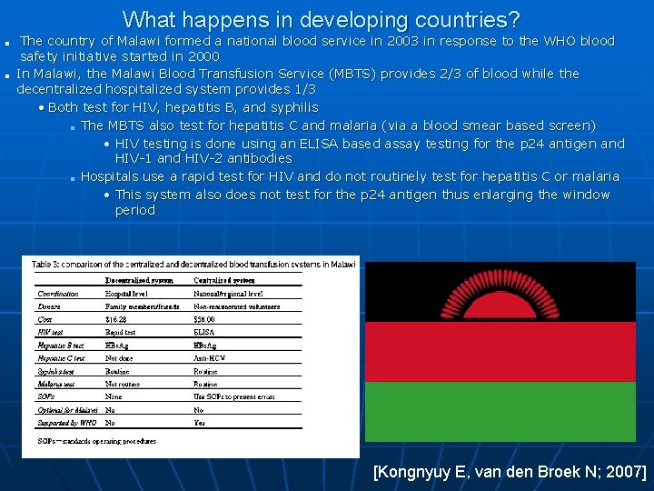 What happens in developing countries? ■ ■ The country of Malawi formed a national