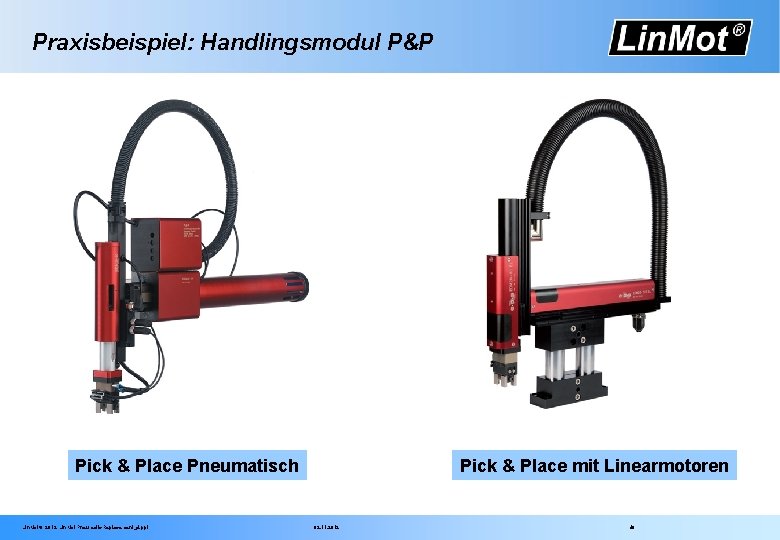 Praxisbeispiel: Handlingsmodul P&P Pick & Place Pneumatisch Lin. Mot® 2012 Lin. Mot Pneumatic Replacement_d.