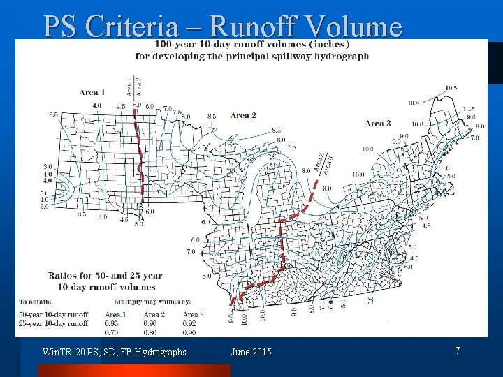 PS Criteria – Runoff Volume Win. TR-20 PS, SD, FB Hydrographs June 2015 7