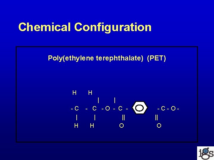 Chemical Configuration Poly(ethylene terephthalate) (PET) H H | -C | H | - C