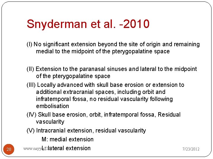  Snyderman et al. -2010 (I) No significant extension beyond the site of origin