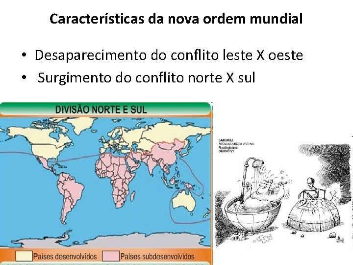 Características da nova ordem mundial • Desaparecimento do conflito leste X oeste • Surgimento