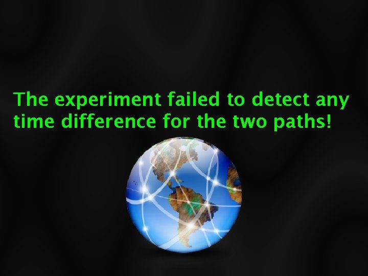 The experiment failed to detect any time difference for the two paths! 