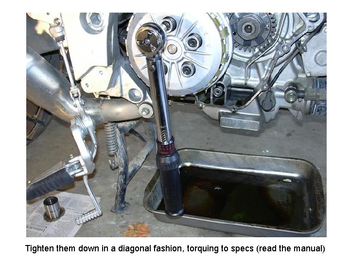 Tighten them down in a diagonal fashion, torquing to specs (read the manual) 