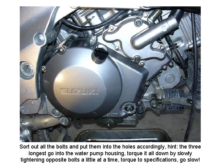 Sort out all the bolts and put them into the holes accordingly, hint: the