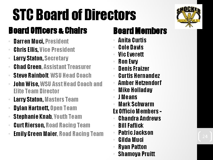 STC Board of Directors Board Officers & Chairs • • • Darren Muci, President