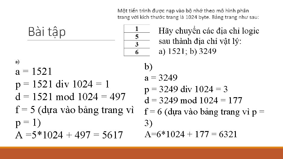 Bài tập a) b) a = 1521 a = 3249 p = 1521 div