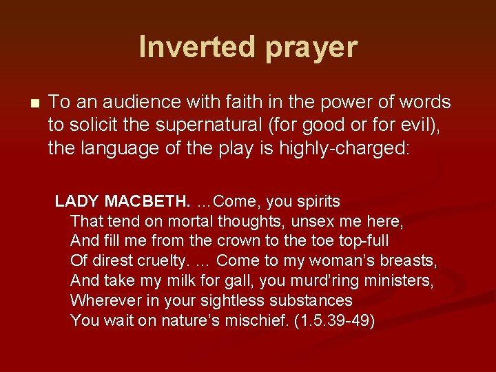 Inverted prayer n To an audience with faith in the power of words to