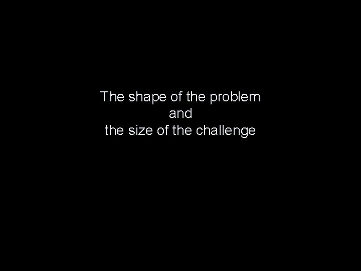 The shape of the problem and the size of the challenge 