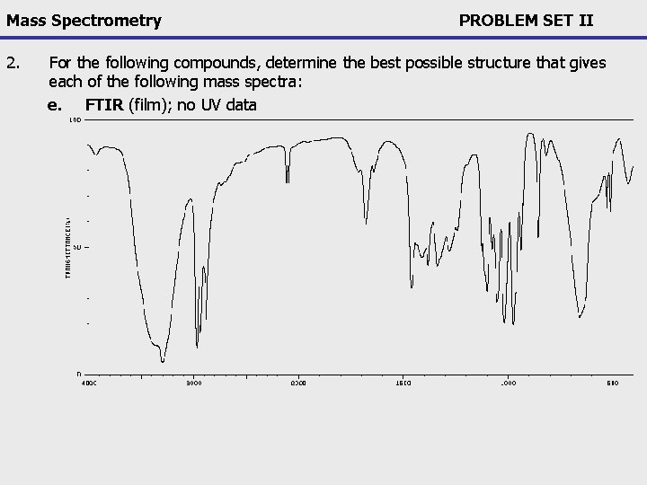 Mass Spectrometry 2. PROBLEM SET II For the following compounds, determine the best possible