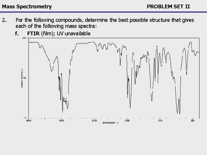 Mass Spectrometry 2. PROBLEM SET II For the following compounds, determine the best possible