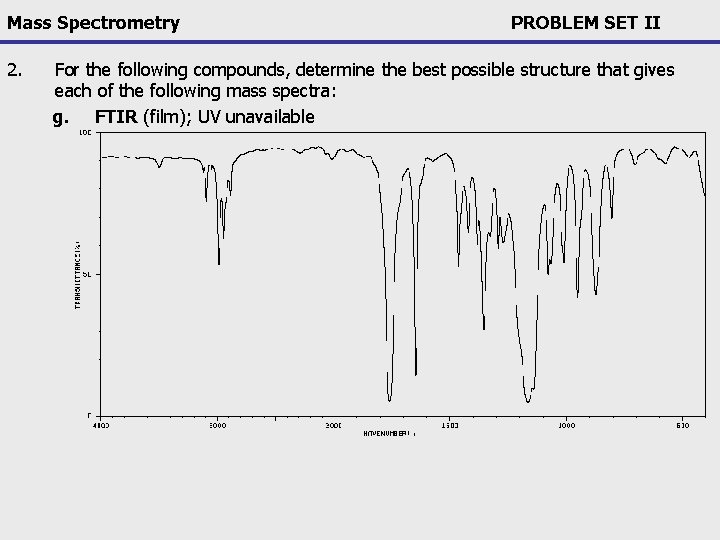 Mass Spectrometry 2. PROBLEM SET II For the following compounds, determine the best possible