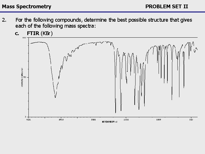 Mass Spectrometry 2. PROBLEM SET II For the following compounds, determine the best possible