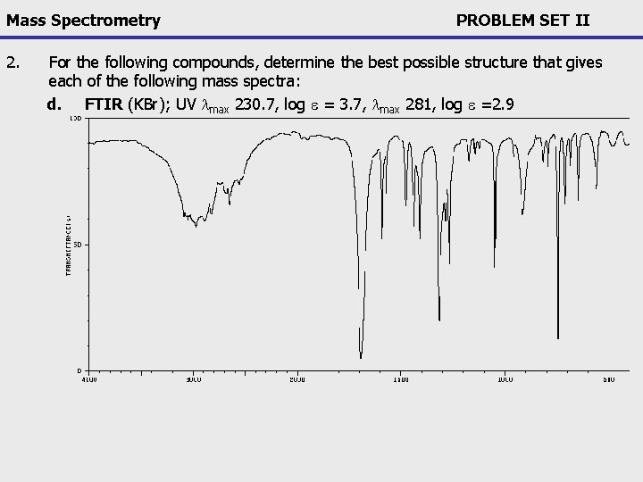 Mass Spectrometry 2. PROBLEM SET II For the following compounds, determine the best possible