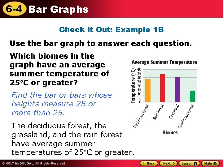 6 -4 Bar Graphs Check It Out: Example 1 B Use the bar graph