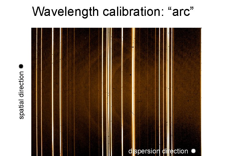 spatial direction Wavelength calibration: “arc” 81 dispersion direction 