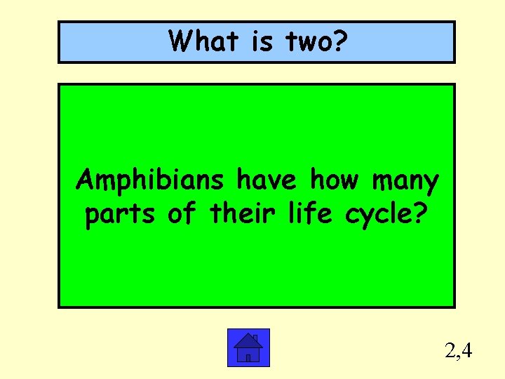 What is two? Amphibians have how many parts of their life cycle? 2, 4