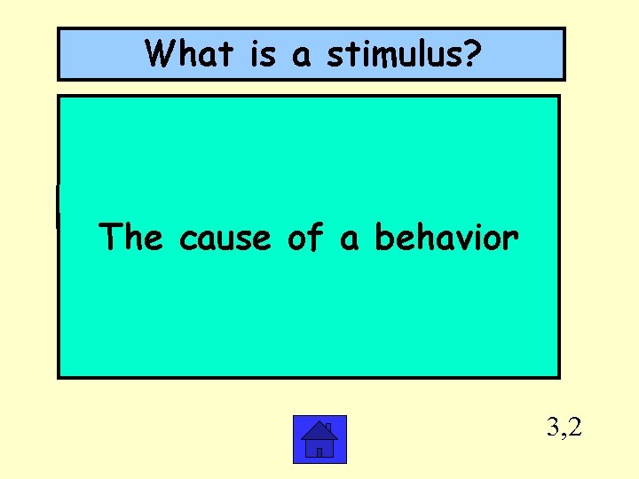 What is a stimulus? The cause of a behavior 3, 2 