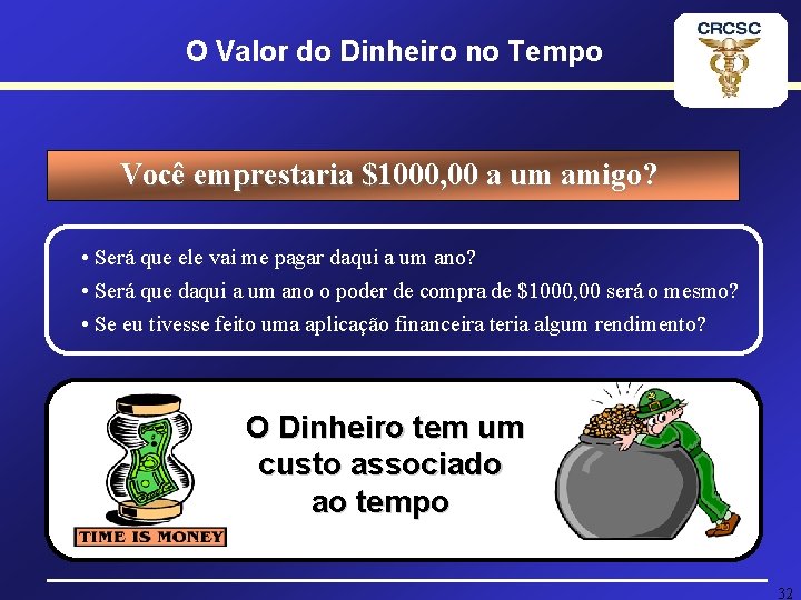 O Valor do Dinheiro no Tempo Você emprestaria $1000, 00 a um amigo? •