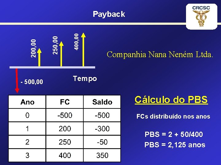 - 500, 00 400, 00 250, 00 200, 00 Payback Companhia Nana Neném Ltda.