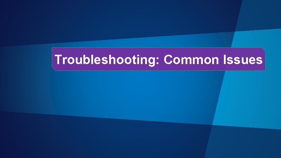Troubleshooting: Common Issues 