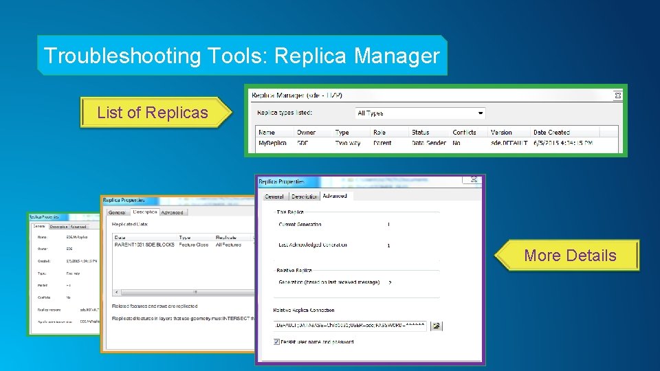 Troubleshooting Tools: Replica Manager List of Replicas More Details 